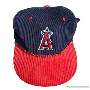 Los Angeles Angels Of Anaheim Corduroy Baseball Hat Cap Adjustable Snap Blue Red